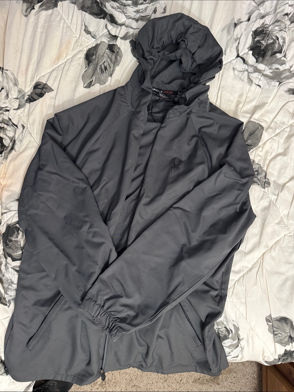 Spyder Men’s Black Hooded Windbreaker Jacket
